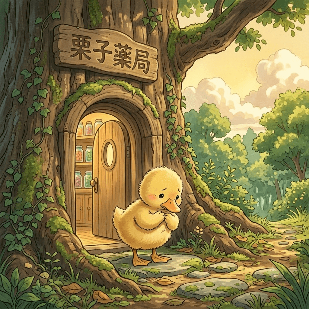 栗子藥局 不敢游泳的小鴨 第 3 頁:有一天,門口傳來小小的聲音。