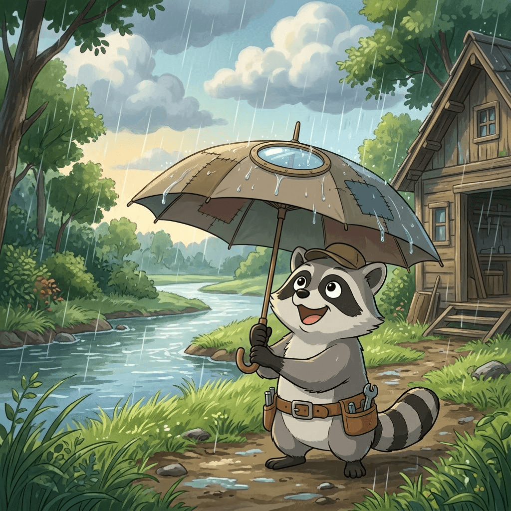 叮叮工具箱 破了洞的小雨傘 第 11 頁：「小雨傘，出發！」