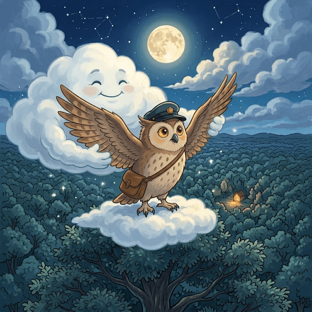 嘟嘟送信 寄給月亮的信 第 5 頁:軟軟的雲先生飄過來: